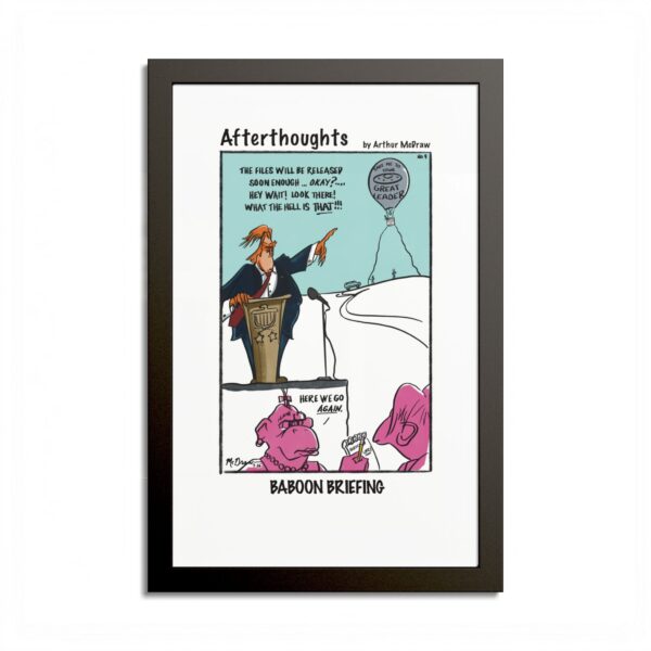 Afterthoughts Comic Poster | No. 4 “Baboon Briefing" Colored Frame Art Print